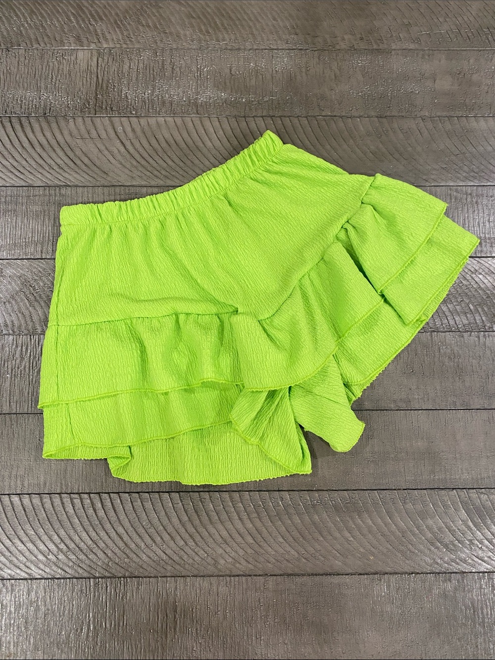 Ruffled Tiered Mini Skort in Neon Lime